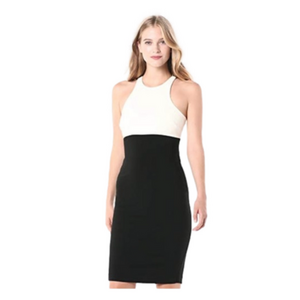 NWT LIKELY Simons Sheath Dress Size 6 White Black Racerback Lined Modern Classic